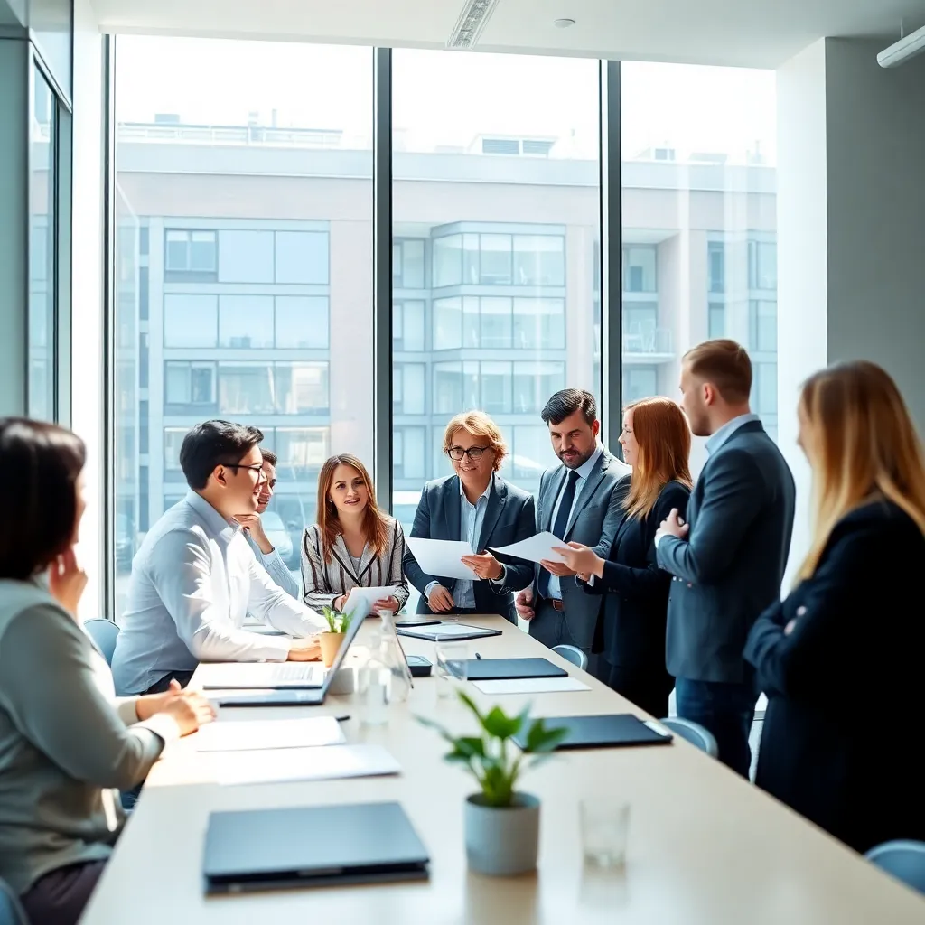 Nederlandse ondernemers in een moderne vergaderruimte